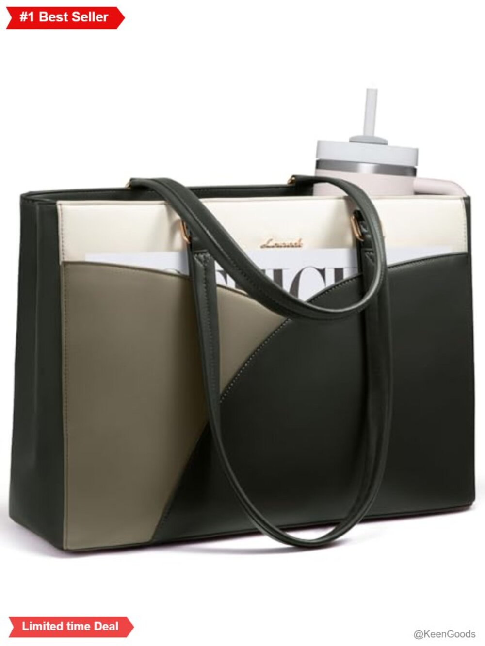 LOVEVOOK Laptop Bag for Women Faux Leather Tote Briefcase 15.6 Inch